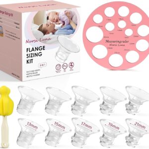 Nursi Luna Flange Inserts Kit – Silicone Breast Pump Inserts (13–21mm) for 24mm Flanges, Comfort & Better Milk Flow (10PCS)