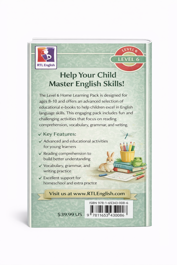New! Home Learning Pack for ages 8-10 | RTL English Level 6 | E-books