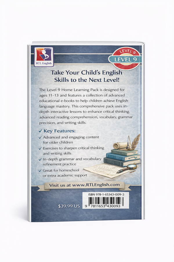 New! Home Learning Pack for ages 11-13 | RTL English Level 9 | E-books