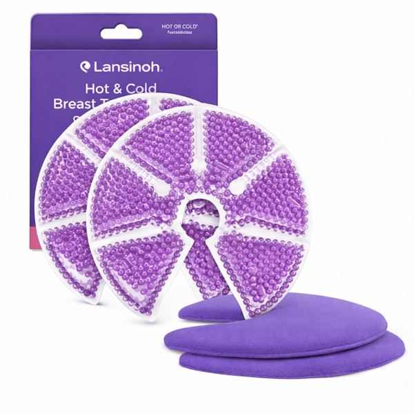 Lansinoh Breast Therapy Packs – Hot & Cold Breast Pads for Nipple Pain Relief, Engorgement & Mastitis (2 Pack with Soft Covers)