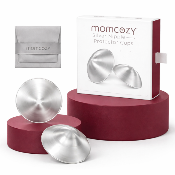 Momcozy 999 Silver Nursing Cups – Breathable Silver Nipple Shields for Breastfeeding, Nipple Protection & Healing (Regular Size)