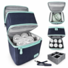 LUXUROO Insulated Breast Milk Cooler Bag – Dual Compartment Storage for Baby Bottles & Pump Accessories (Keeps Milk Cold & Fresh)