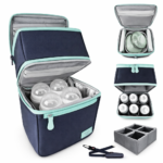 LUXUROO Insulated Breast Milk Cooler Bag – Dual Compartment Storage for Baby Bottles & Pump Accessories (Keeps Milk Cold & Fresh)