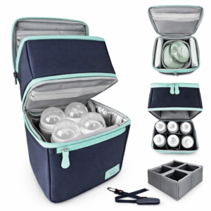 LUXUROO Insulated Breast Milk Cooler Bag – Dual Compartment Storage for Baby Bottles & Pump Accessories (Keeps Milk Cold & Fresh)